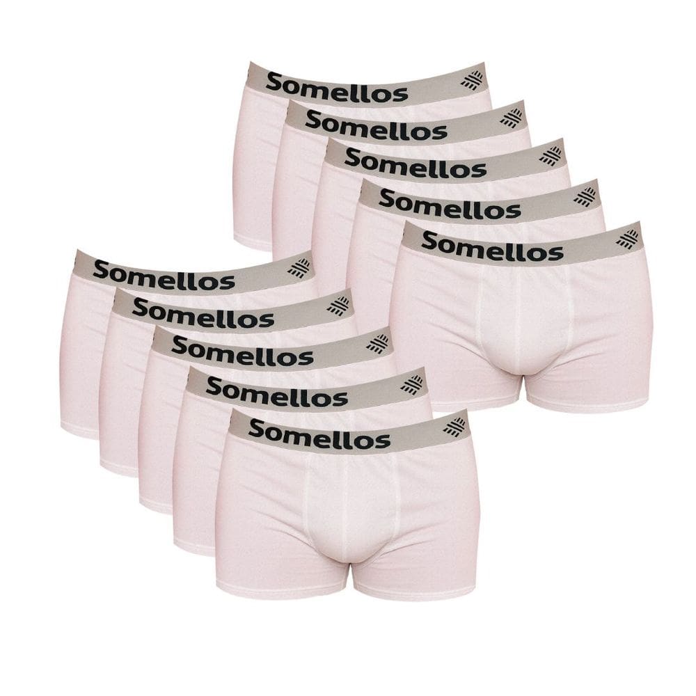 Kit 10 Cuecas PLUS SIZE EXG1 Somellos  Branca Boxer Somellos Microfibra