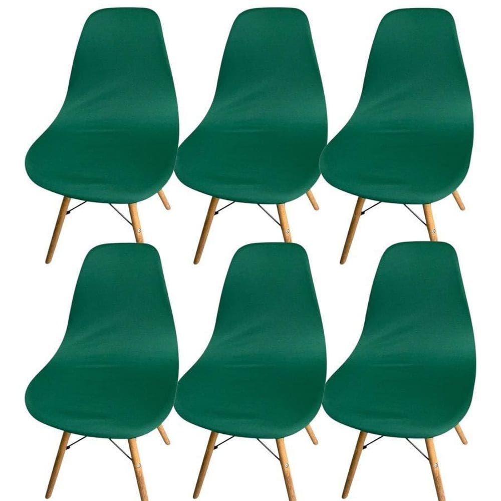 Kit 6 Capa Cadeira Charles Eames Eiffel Pé Palito Malha Lisa