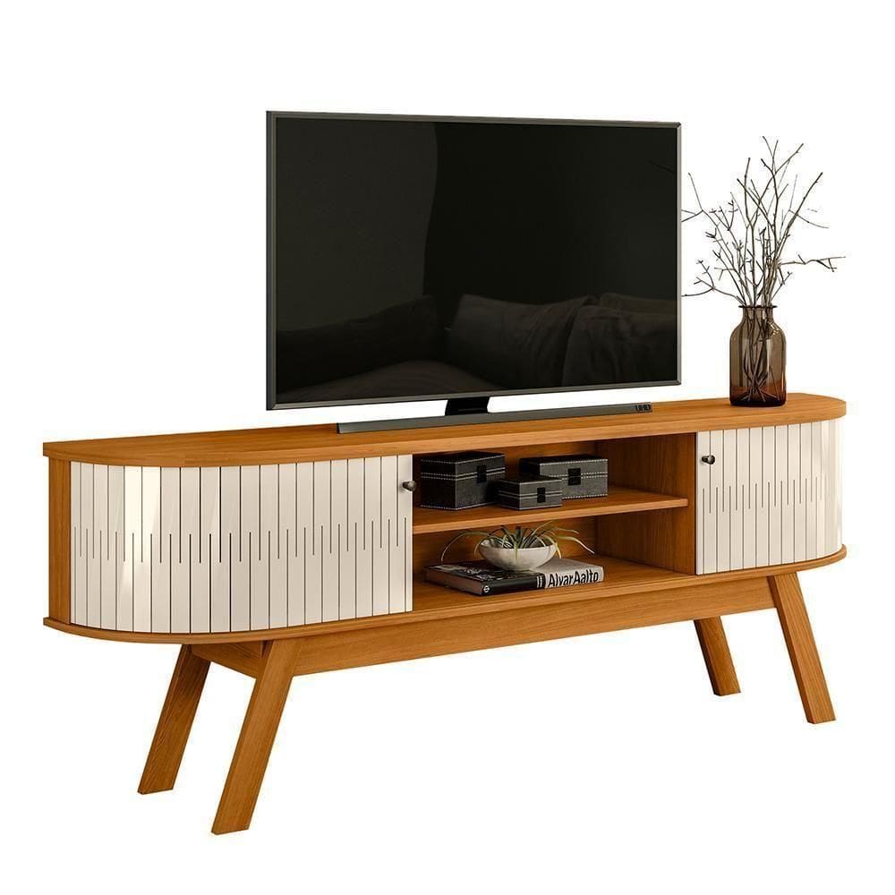 Rack Bancada Valência Cinamomo/off White Para Até 75” - Madetec