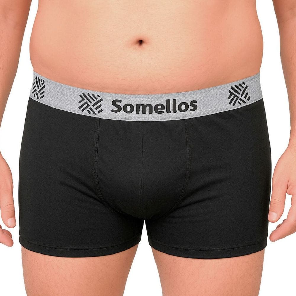 Cueca Boxer Somellos Masculina Microfibra Premium Anatómica Confortável Azul, Branca e Preta