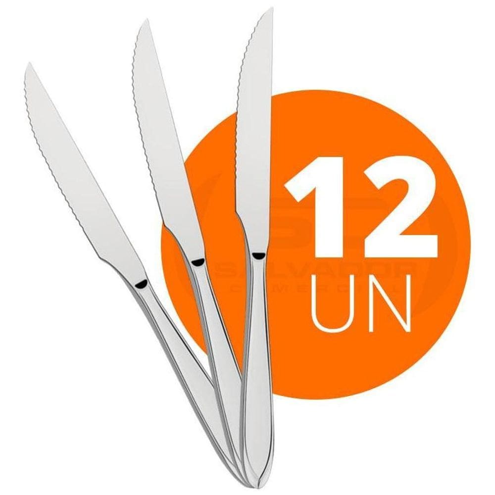 12 Facas Churrasco Luxo Laguna Em Aço Inox Fitop Tramontina