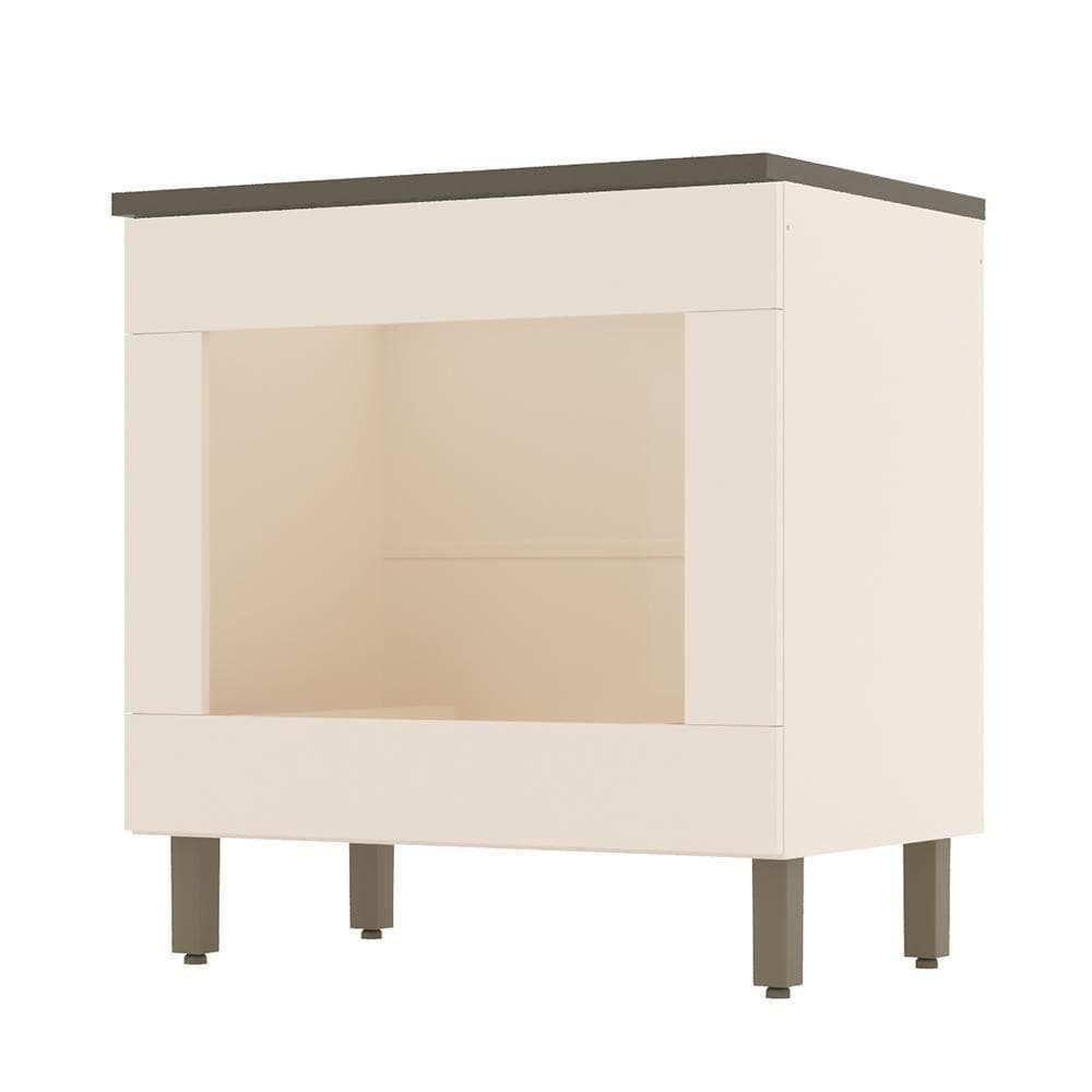 Balcão Forno Embutir Connect Off White-duna Com Tampo Cooktop - Móveis Henn Off White-duna