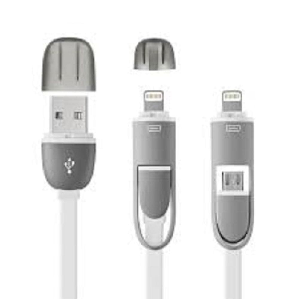 Cabo 2 Em 1 Usb Com Adaptador Branco