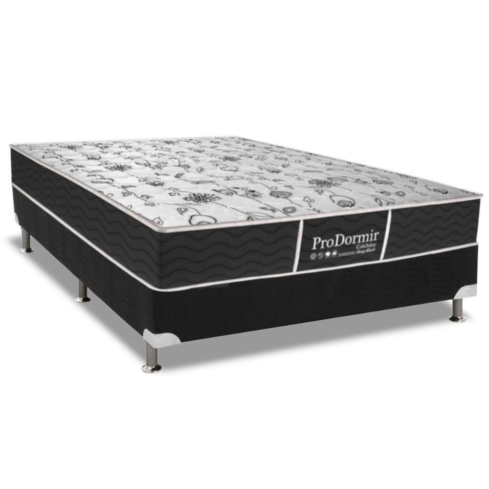 Cama Box Casal: Colchão Molas Bonnel Probel Prodormir Sleep + Base Crc Suede Black(138X188)