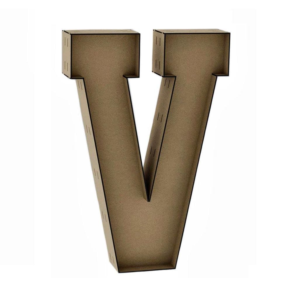 Letra Caixa Grande V Mdf 100Cm De Altura Decoração
