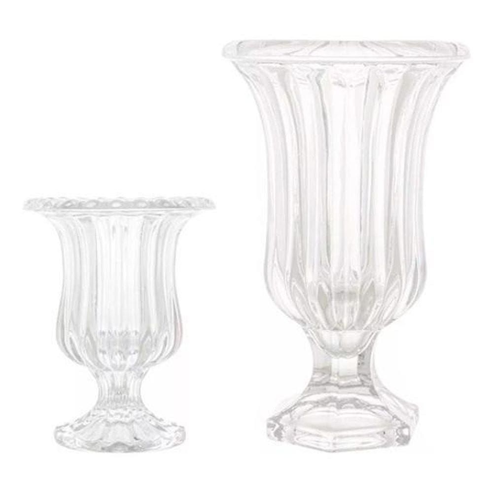 Kit 02 Vasos Com Pé De Vidro Renaissance 24 Cm E 14,5 Cm