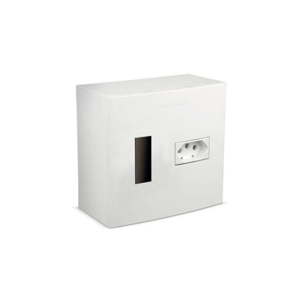 Caixa De Sobrepor Margirius 4x4 Cp1-01 Com Corte Para Disjuntor E Tomada 2p+t 20A Branca