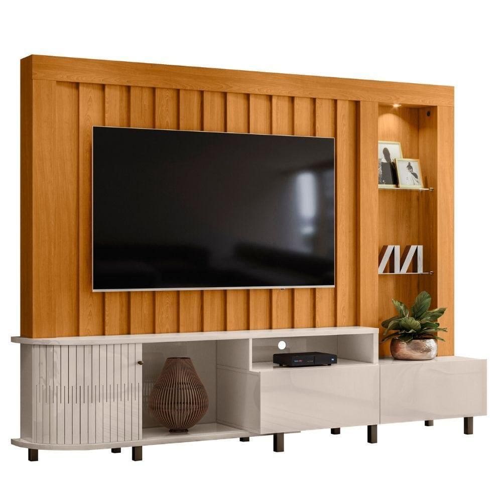 Estante Home Para 70 Polegadas Le Mans Cinamomo Off White Madetec