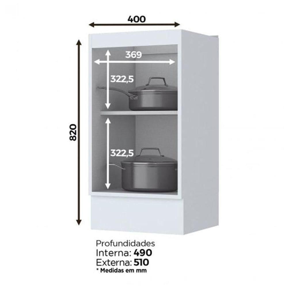 Balcão 1 Porta 40cm Americana Branco - Móveis Henn Branco
