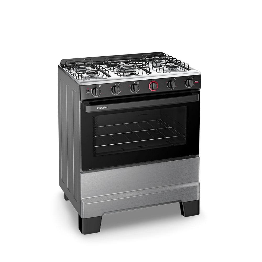 Fogão a Gás Mesa Inox Super Chama Forno 84L Limpa Fácil e Acendimento Automático IDEAL Super F5IAI Cor Inox 5 bocas Bivolt