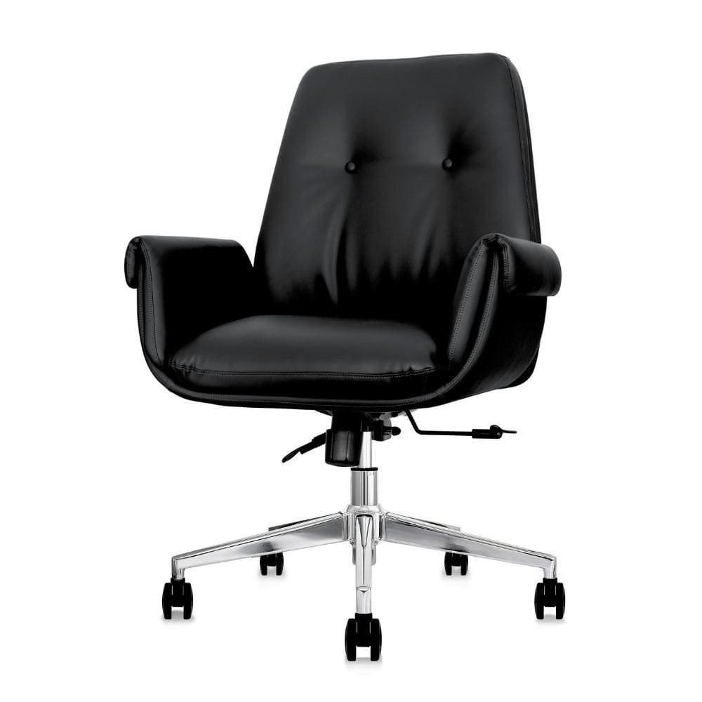 Cadeira De Escritório Home Office Diretor Prestige Preta Base Giratória Cromada Preto