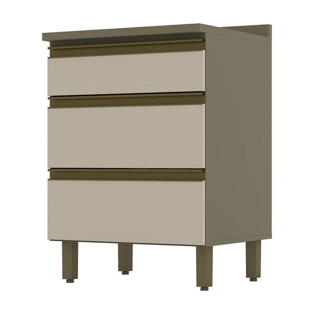 Balcão 3 Gavetas 60cm Duna-cristal Com Tampo Connect - Móveis Henn Duna-cristal