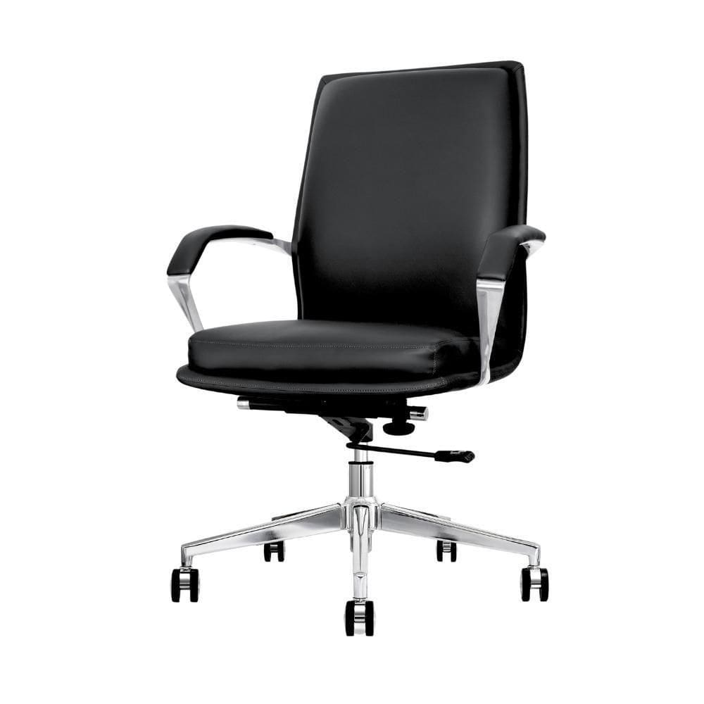 Cadeira de Escritório Home Office Diretor Orion Preto Base Giratória Cromada Preto