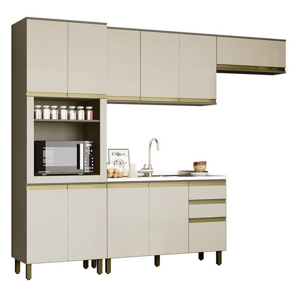Cozinha Completa 4 Peças Connect Duna-cristal Com Torre Quente 1 Forno - Móveis Henn Duna-cristal
