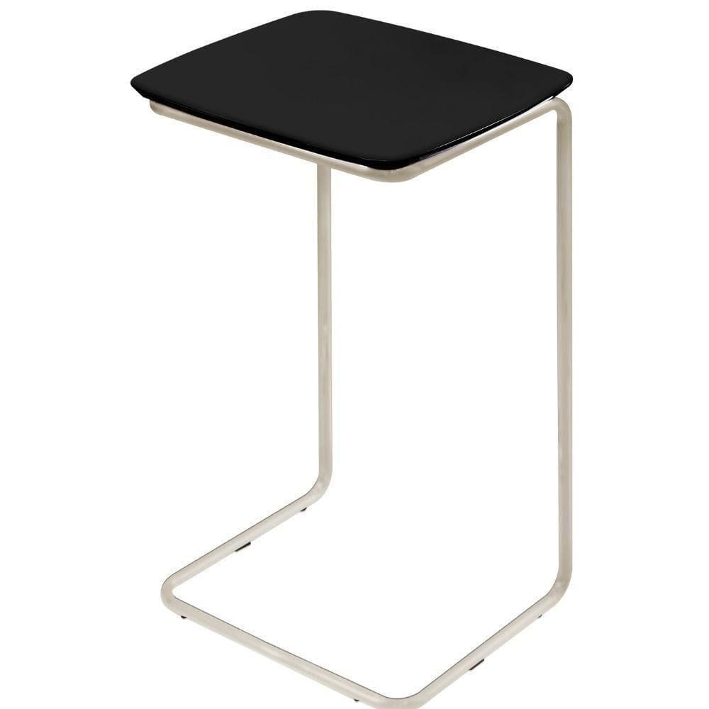 Mesa De Apoio Slim Preto Em Metal Cromado