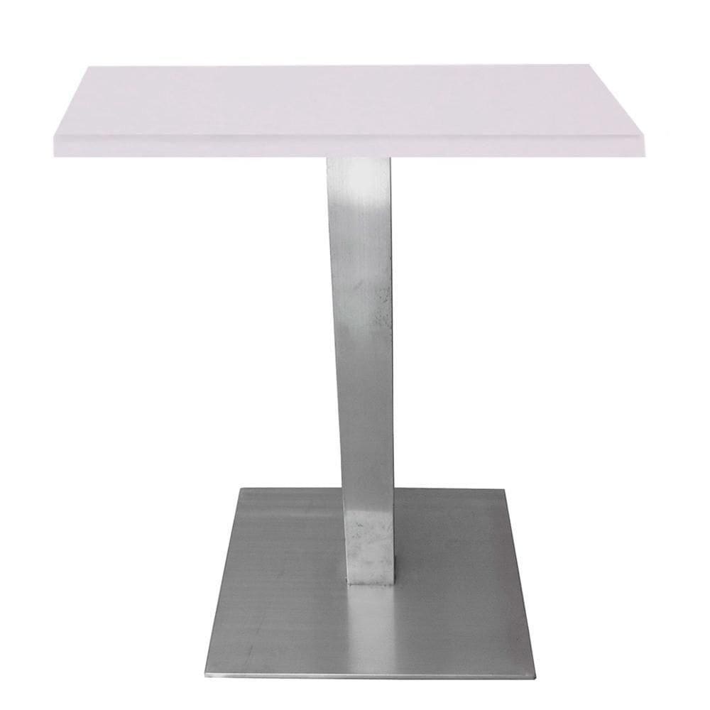 Mesa Quadrada Alpha Inox Prata 73,50 Cm (altura) Tampo Mdp Quadrado 60 Cm Branco (larg)
