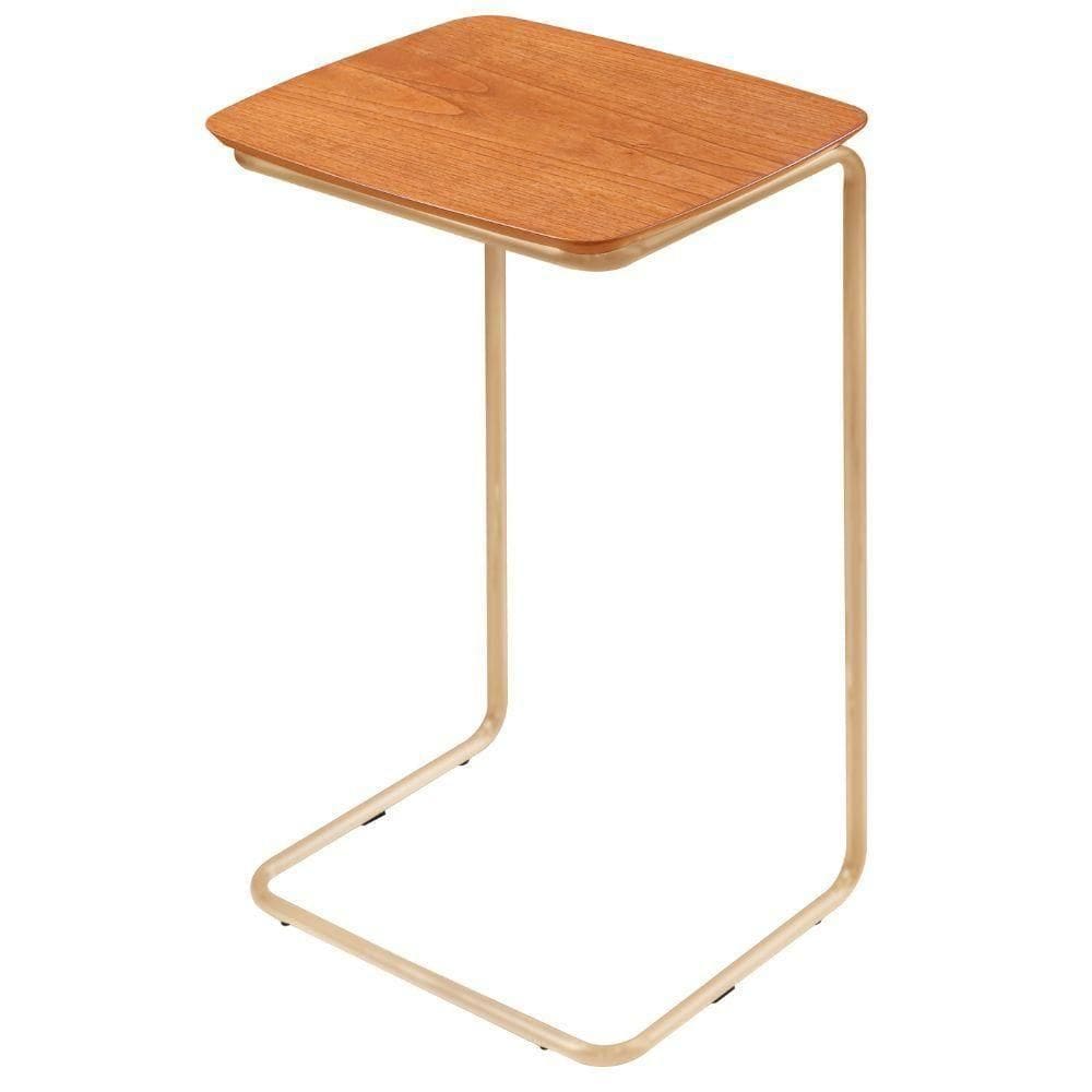 Mesa De Apoio Slim Castanho Em Metal Ouro