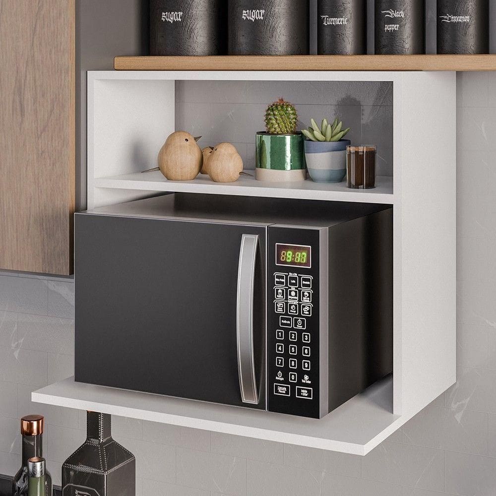 Suporte Micro-ondas Forno Armário Aéreo 60cm 1 Prateleira Aura Z34 Branco - Mpozenato