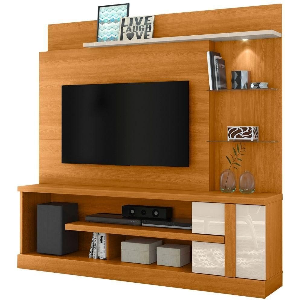 Estante Home Para 55 Polegadas Alan Cinamomo Off White Madetec