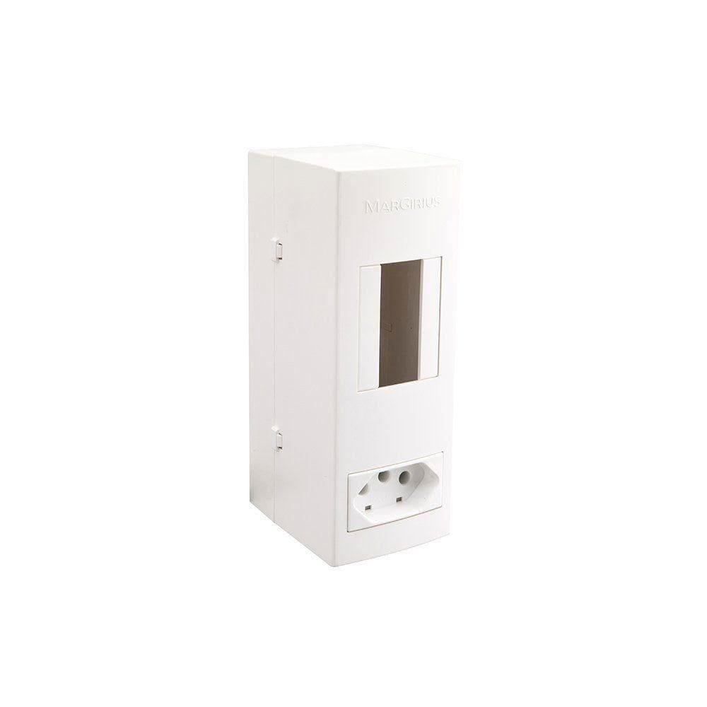 Caixa De Sobrepor Margirius Slim Cp2-01 Com Corte Para Disjuntor E Tomada 2p+t 20A Branca Branco