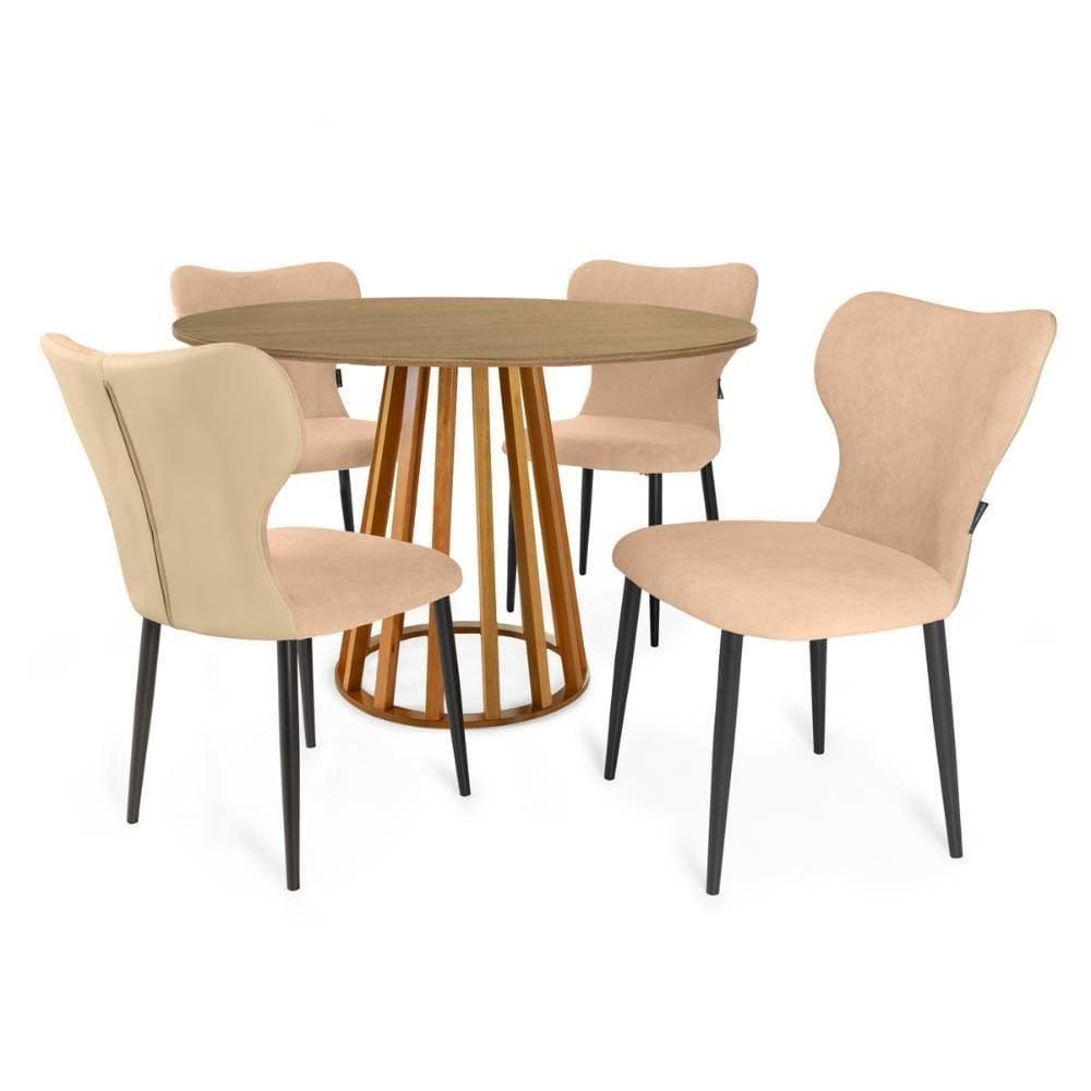 Mesa de Jantar Redonda Talia 120cm com 4 Cadeiras Jacobsen