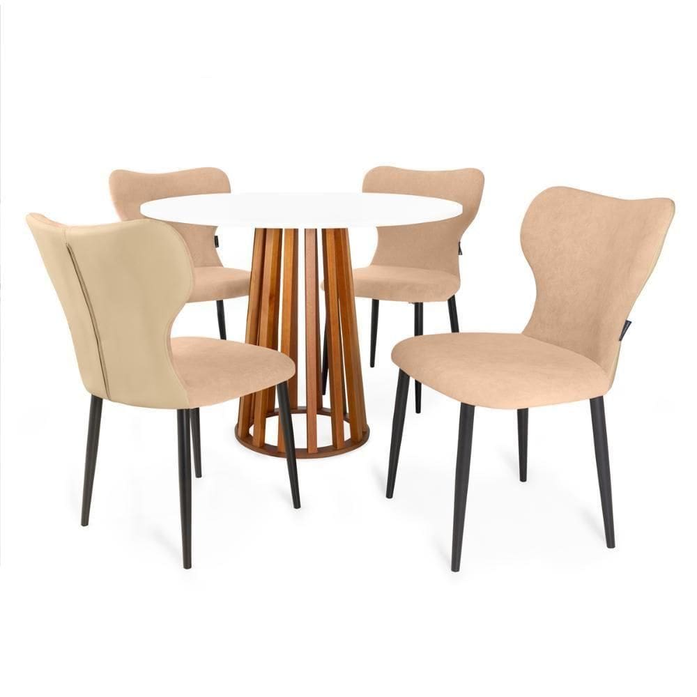 Mesa de Jantar Redonda Talia 100cm/4 Cadeiras Jacobsen