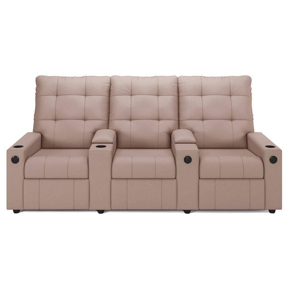 Poltrona De Cinema Reclinável 3 Lugares Baú Usb Mallie Fh9 Veludo Rosê - Mpozenato