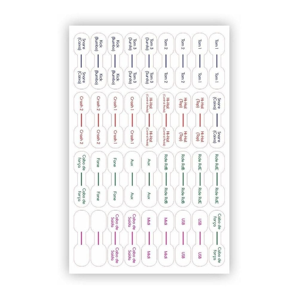 Etiqueta Adesivo Organizador Cabos E Fios Bateria Eletrônica