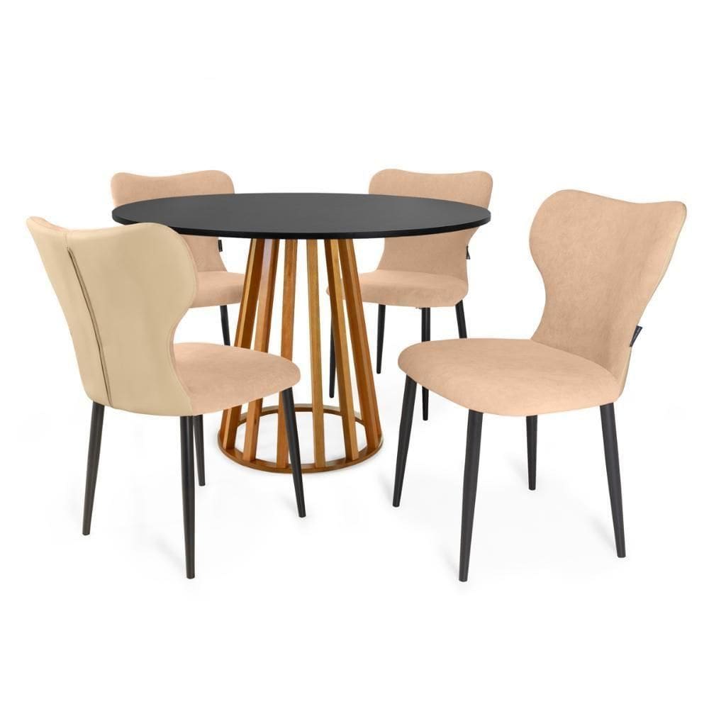 Mesa de Jantar Redonda Talia 120cm - 4 Cadeiras Jacobsen