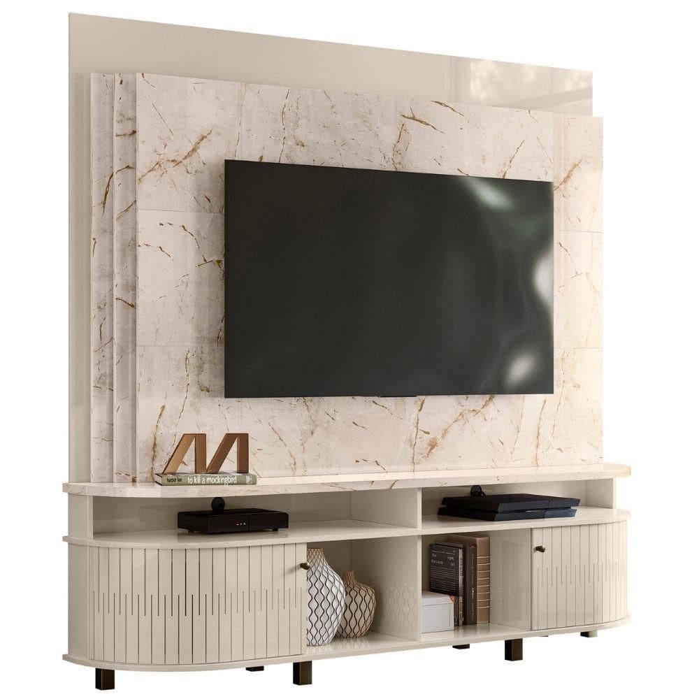 Estante Home Para 65 Polegadas Daytona Calacata Off White Madetec