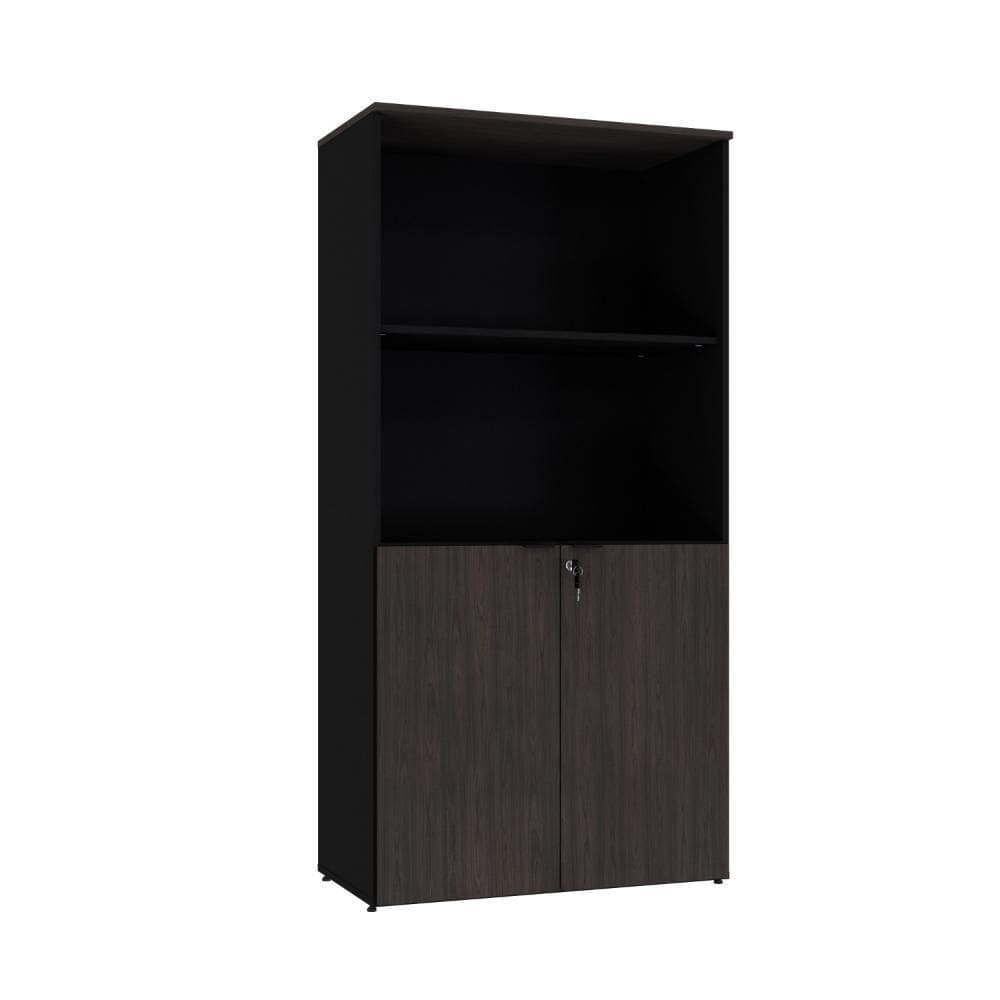 Armário Alto Estante Com 02 Portas 161,5x80x42cm Wlae80 Preto Tx Com terracota
