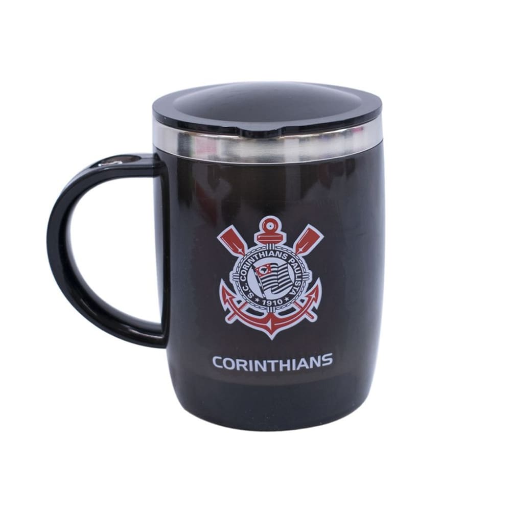 Caneca Térmica Corinthians 450ml Mileno Inox com Tampa
