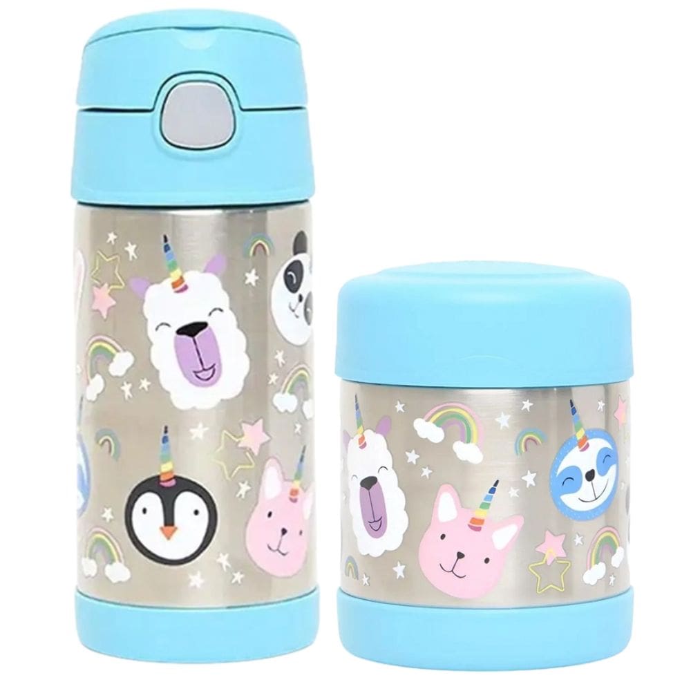 Kit Pote Talher E Garrafa Termica Luxo Funtainer Unicornio - Thermos