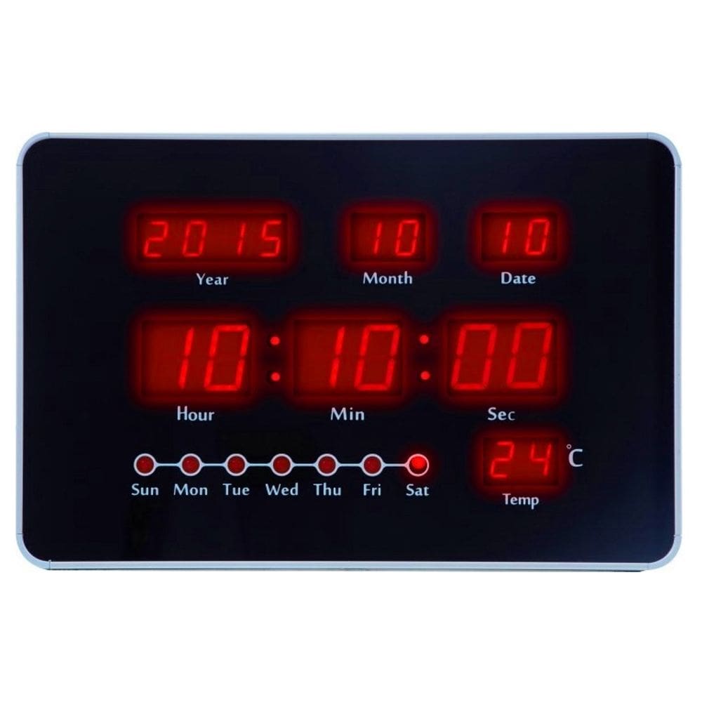 Relógio de Parede Digital Led Vermelho Termômetro Herweg