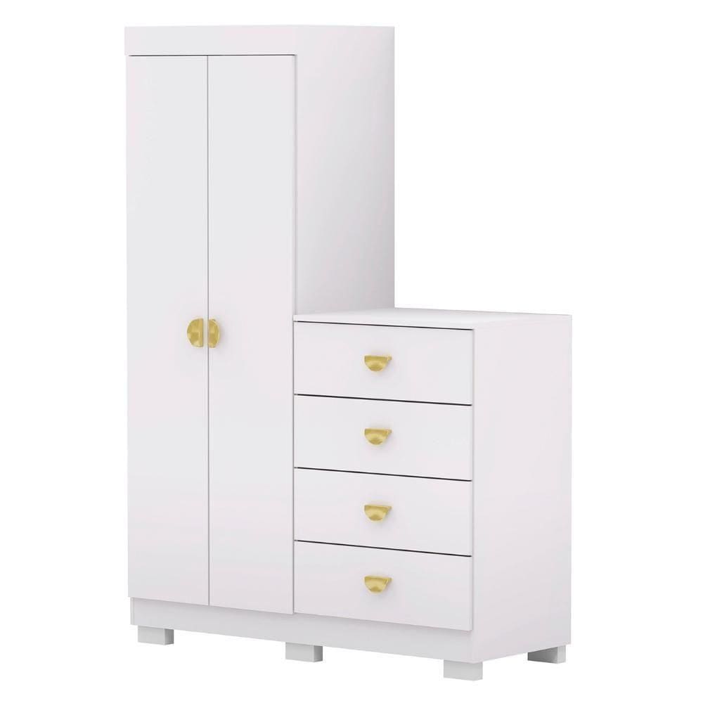 Guarda Roupa Cômoda 4 Gavetas 120cm Rita Branco V02 - Mpozenato