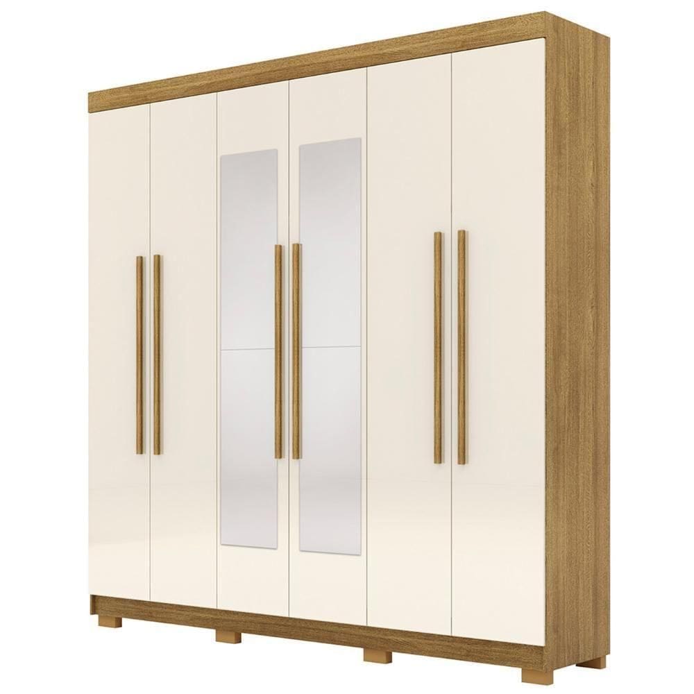 Guarda Roupa Casal 218cm Com Espelho Bolty Nature/champanhe V02 - Mpozenato