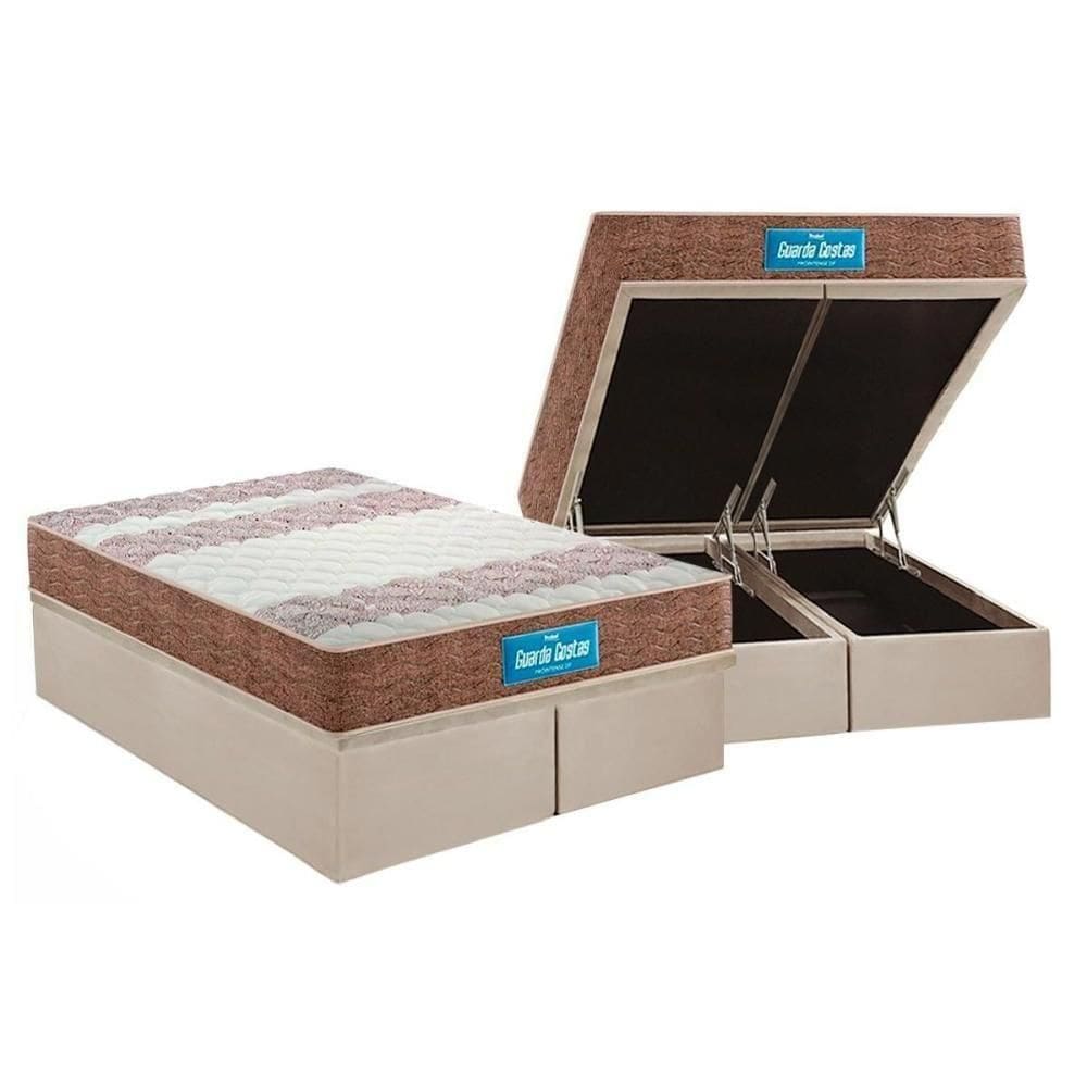 Cama Box Baú Queen: Colchão Probel D33 / Ep Plus Double Face + Base Clean(158X198)