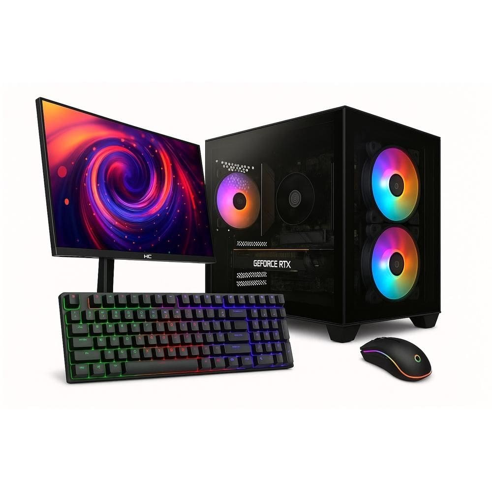PC Gamer Completo Skill Apex Series, AMD Ryzne 5 5600GT, Radeon RX 580 8GB, 16GB DDR4, SSD 512GB M.2, Monitor LED 24&quot; 180Hz, Preto SAS014