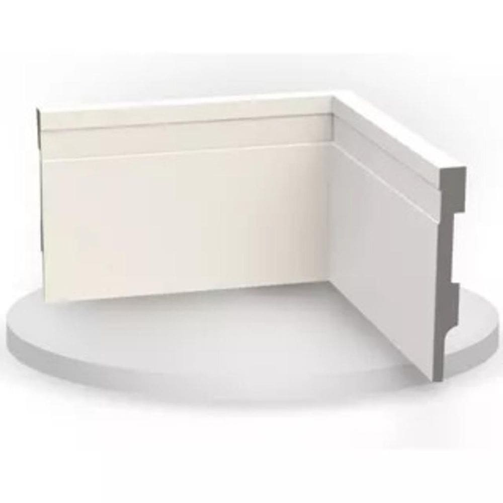 Barras De Rodapé Poliestireno 10Cm Frisado Branco Kit Com 50