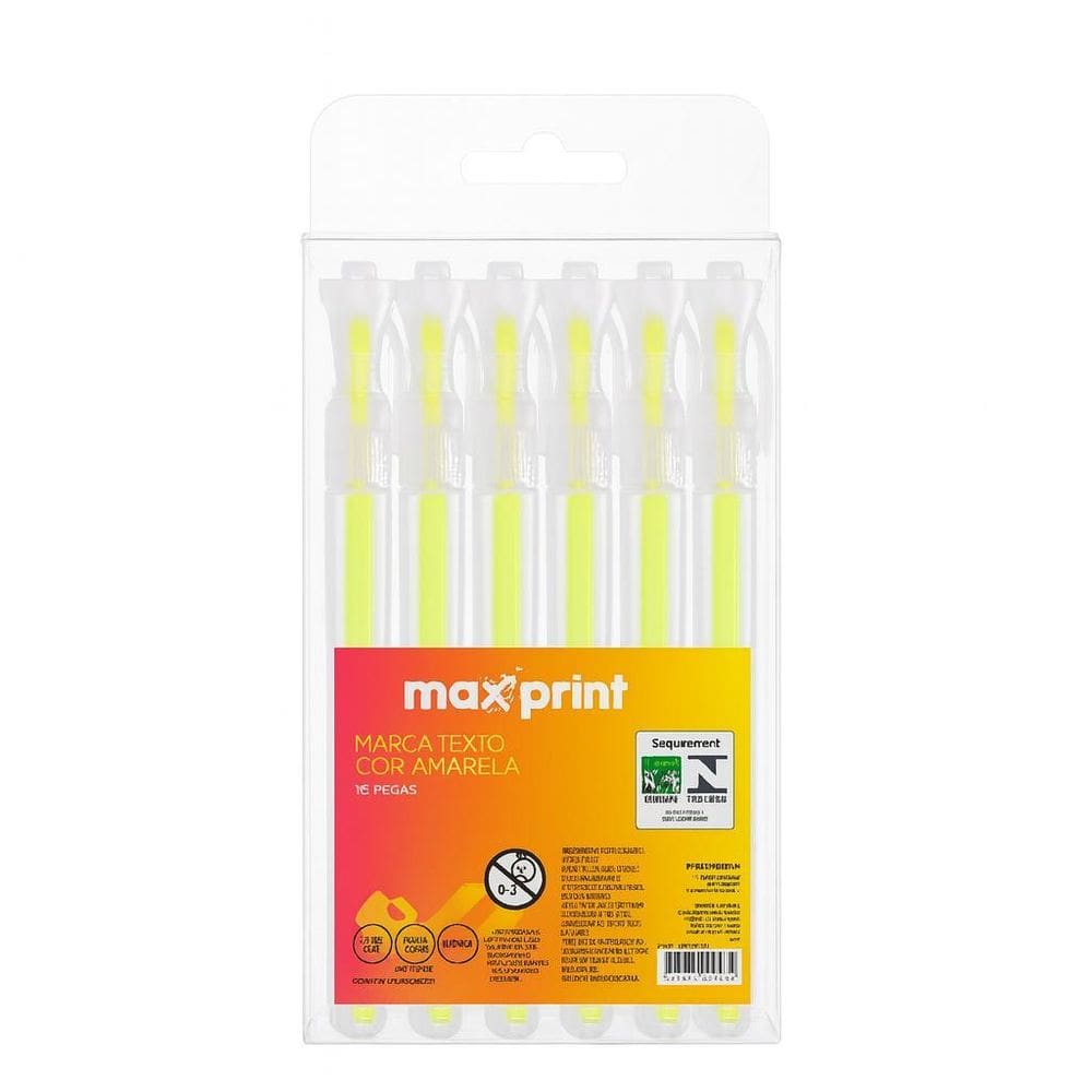 Kit 12 Caneta Marca Texto Maxprint Clear Amarela