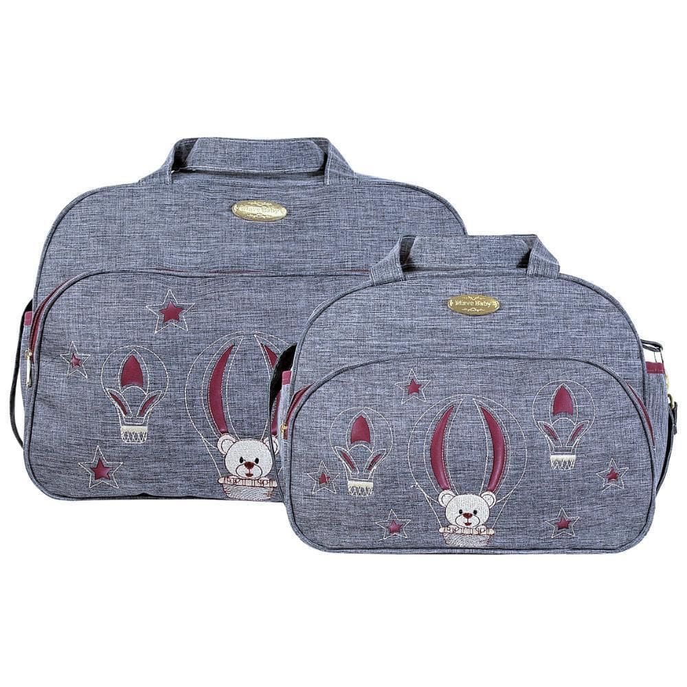 Kit Bolsas Maternidade Mave Baby Charm Cinza E Vinho