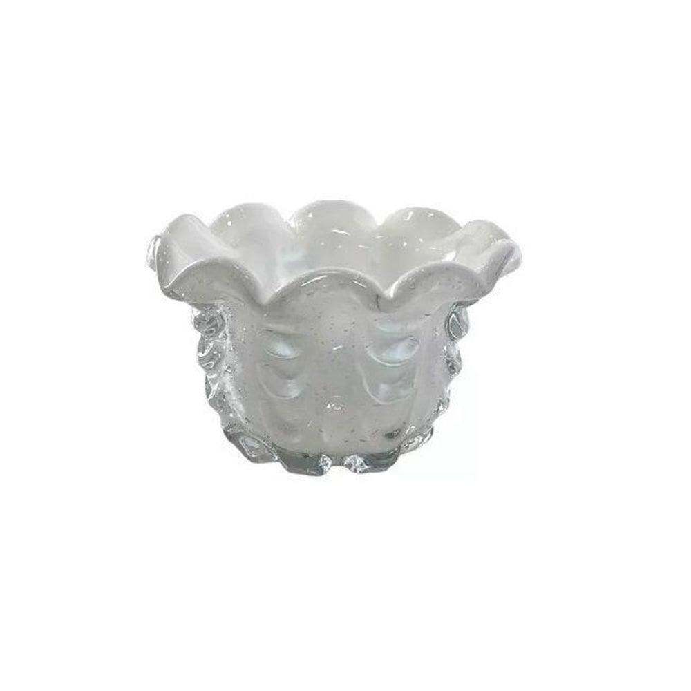 Centro De Mesa De Vidro Murano Torcello 18X18X12Cm - Branco