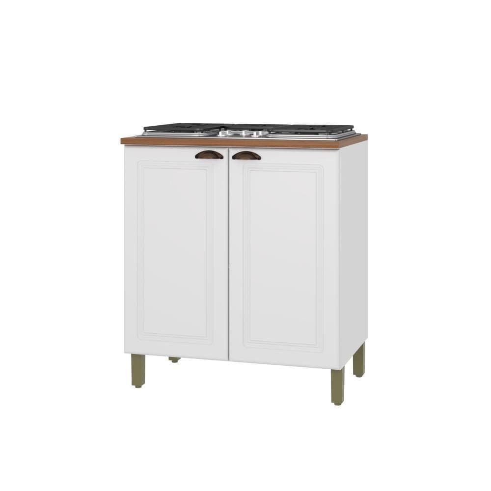 Balcão Para Cozinha 80cm 2 Portas Com Tampo Firenze Branco Indekes