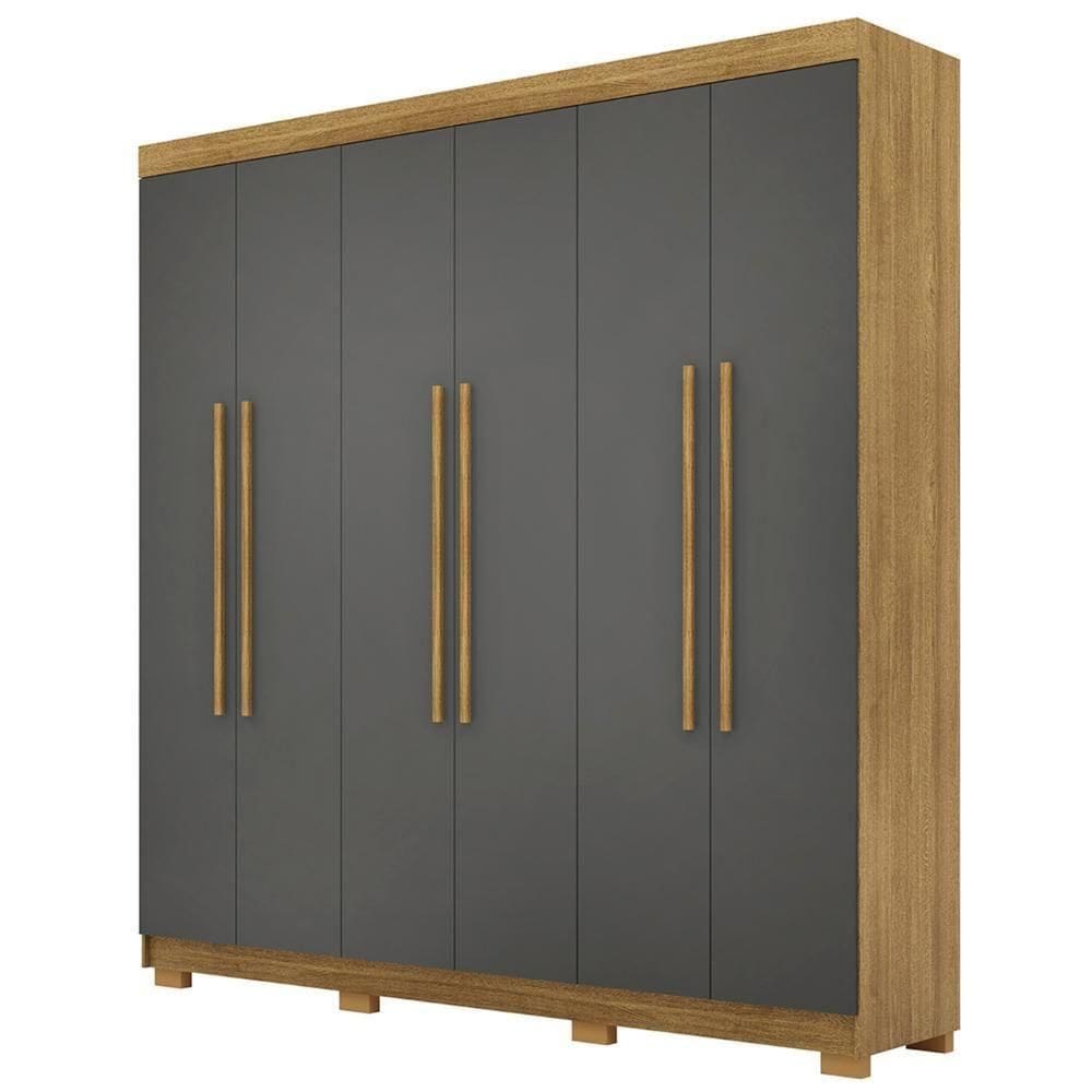 Guarda Roupa Casal 218cm 6 Portas Bolty Nature/alasca V02 - Mpozenato