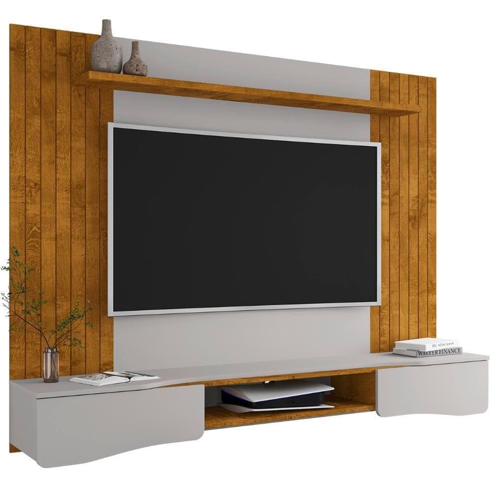 Painel 65 Pol E Bancada Suspensa 177cm Ivai Naturalle/off B02 - Mpozenato