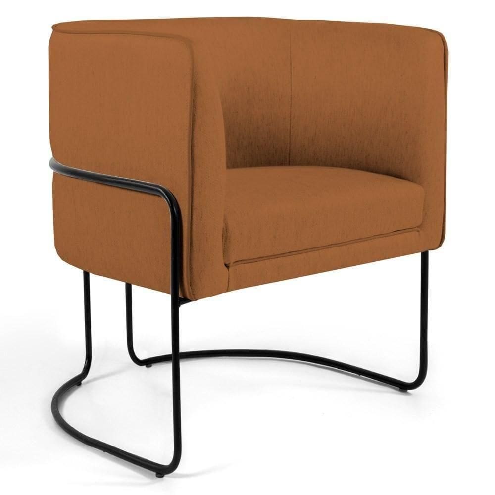 Poltrona Decorativa Base Aço Betina C-262 Veludo Telha - Domi