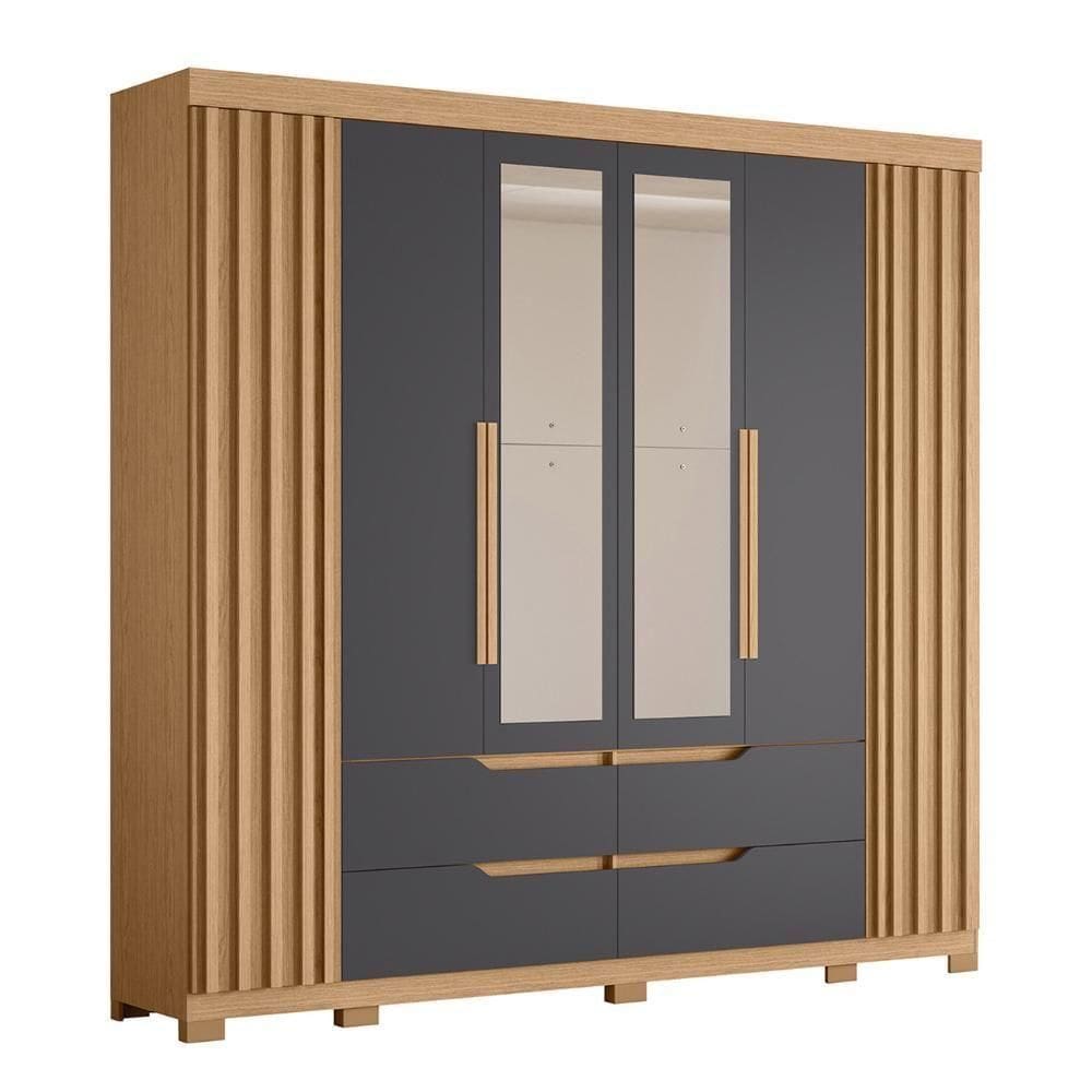 Guarda Roupa Casal 240cm Com Espelho Doble Freijó/titanium - Albatroz