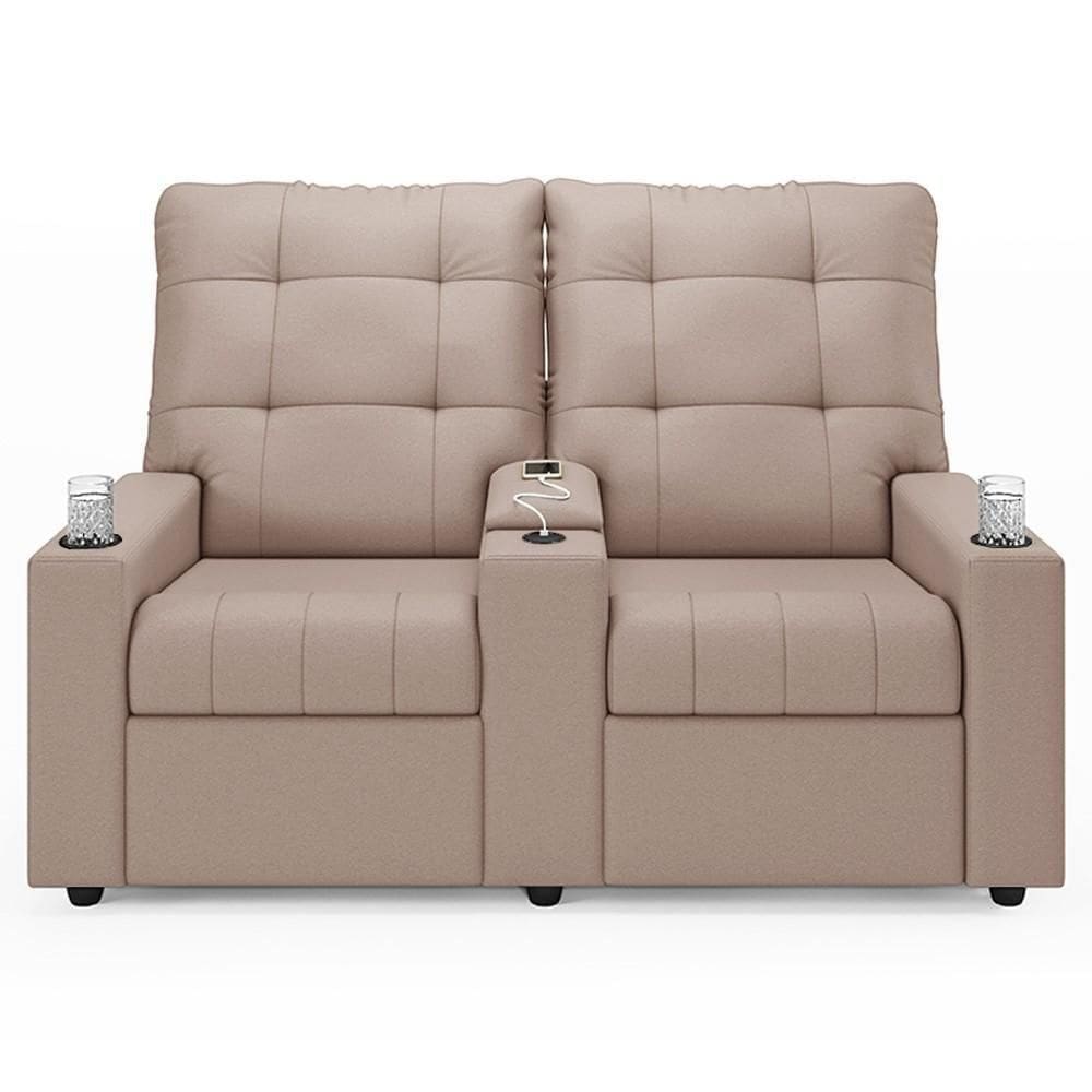 Poltrona De Cinema Reclinável 2 Lugares Baú Usb Mallie Fh9 Veludo Rosê - Mpozenato