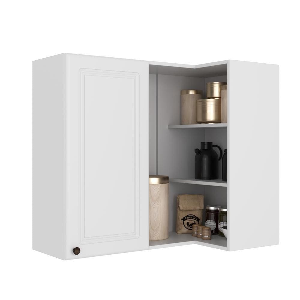 Armário Aéreo De Canto Cozinha 1 Porta Firenze Branco Indekes