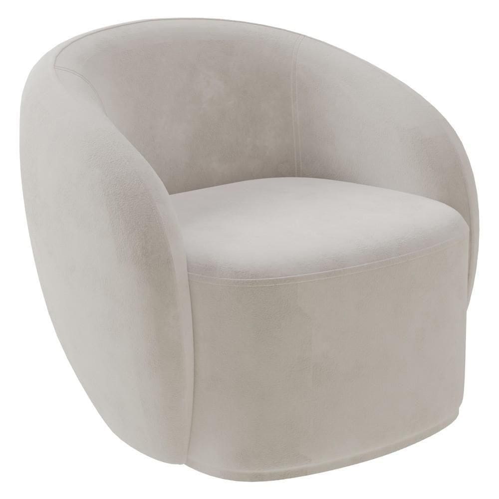 Poltrona Para Sala De Estar Giratória Orgânica Garbin Z08 Veludo Bege - Mpozenato